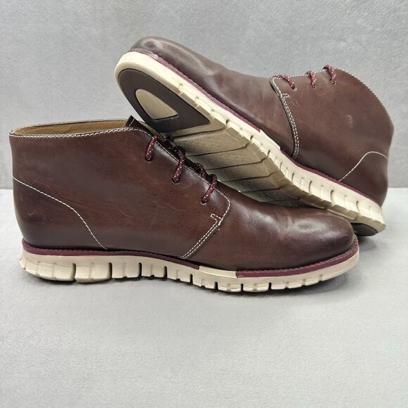 Cole Haan ZeroGrand Mens Size 10 (M) Chukka Boots Brown Leather Lace-Up Ankle - Picture 5 of 8